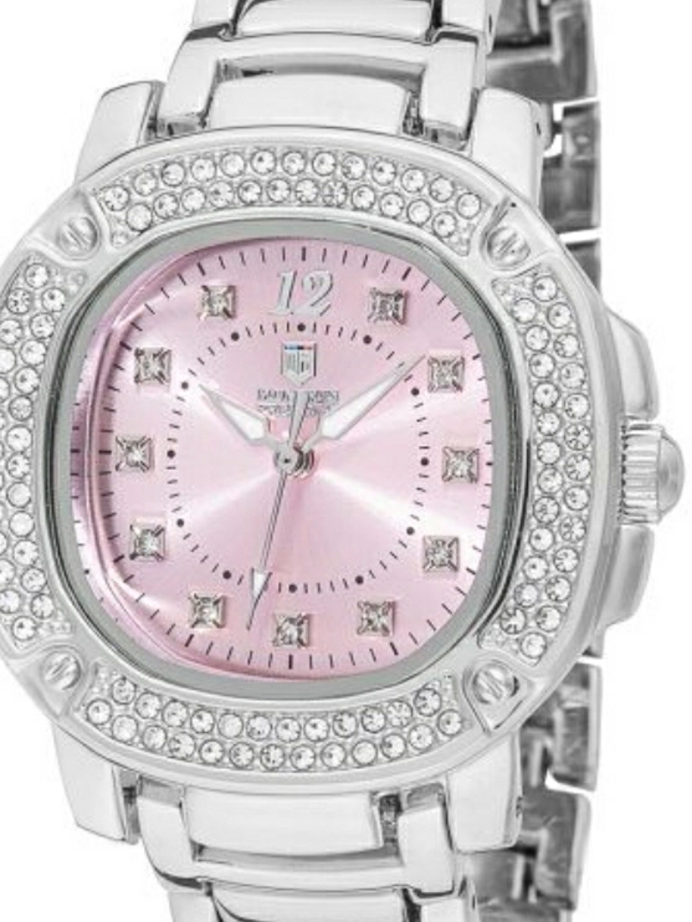 Invicta Silver-tone Bracelet Watch with Pink Dial and Crystal Accents